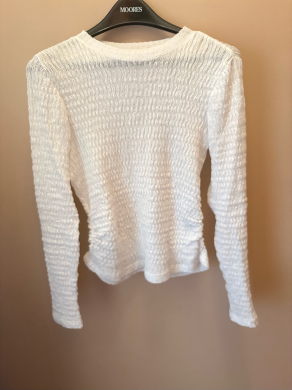 All Saints White Textured Crewneck Sweater